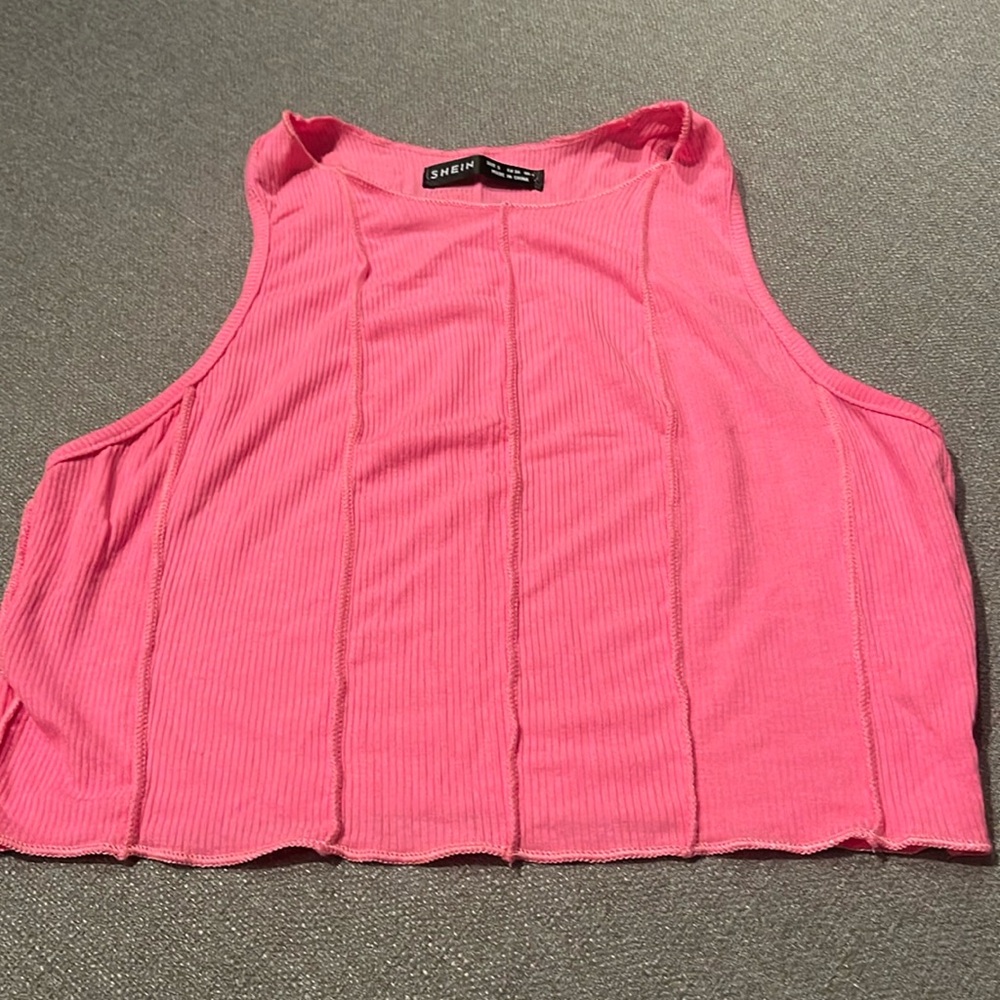 SHEIN pink ribbed cropped tank size S